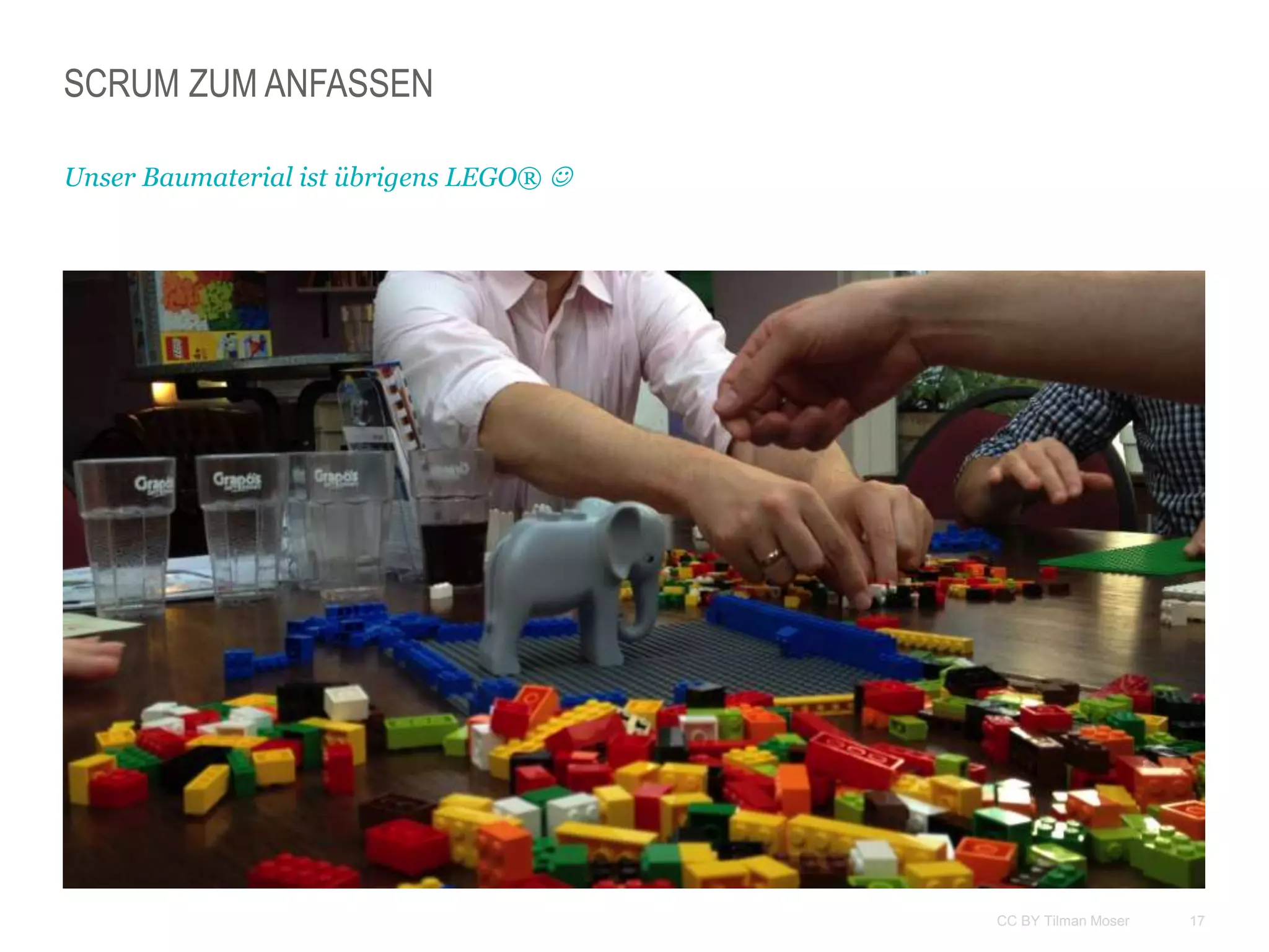 17CC BY Tilman Moser
SCRUM ZUM ANFASSEN
Unser Baumaterial ist übrigens LEGO® 
 