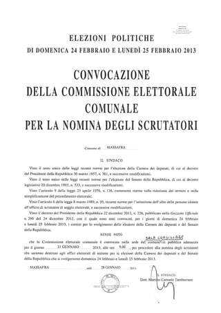 Manifesto nomina scrutatori - Elezioni Politiche 2013