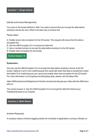 Photo inspiration: Scs C02 Exam Practice Tests For Amazon Boost2Certify Photo Inspiration