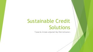 Sustainable Credit
Solutions
Towards climate adjusted Key Risk Indicators
 