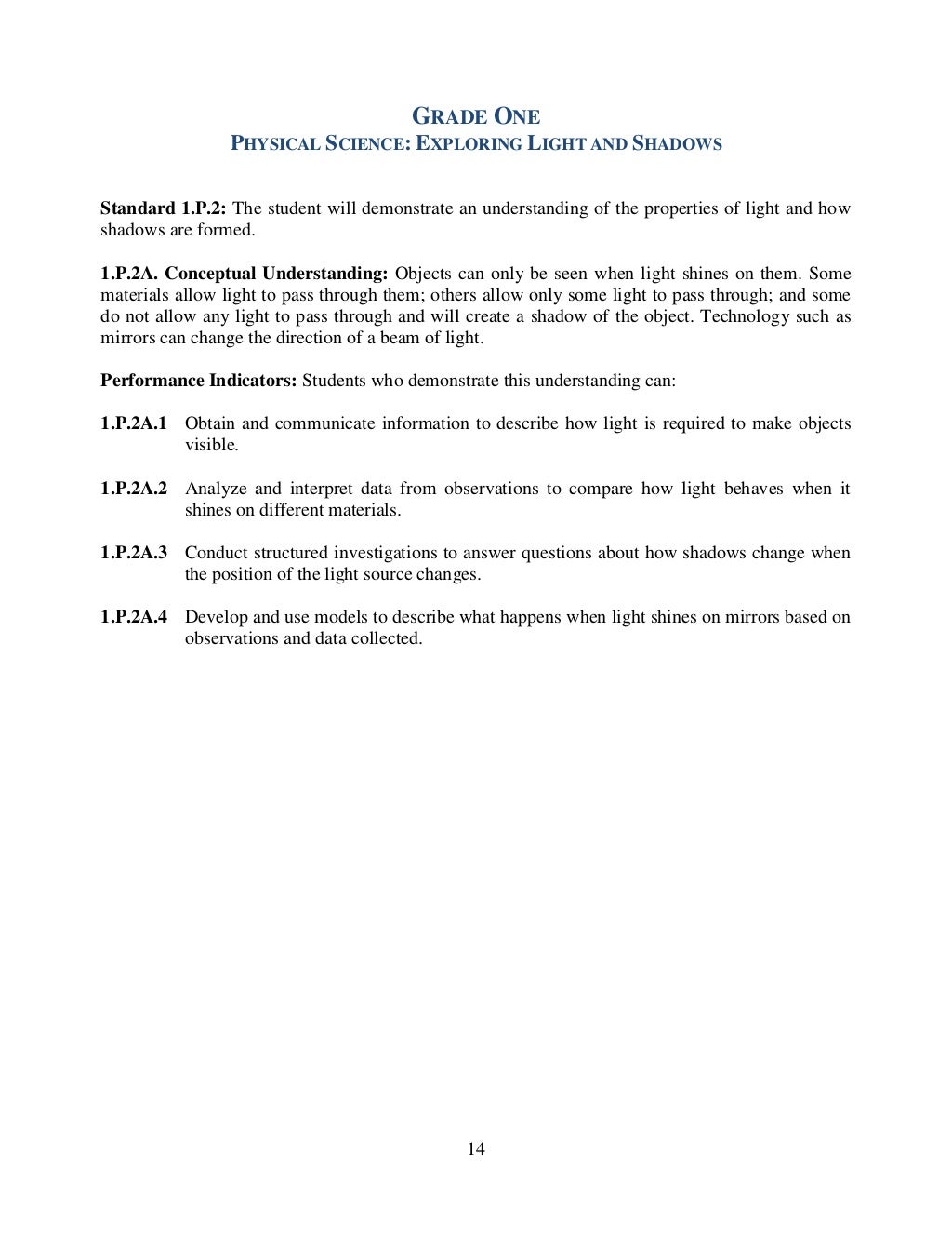 SC Science Academic Standards