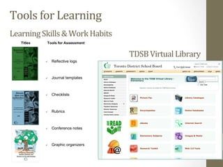 Tools	
  for	
  Learning	
  
Learning	
  Skills	
  &	
  Work	
  Habits	
  

                                                TDSB	
  Virtual	
  Library	
  

                                                  ADD	
  Virtual	
  
                                                  Library	
  
 