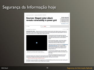 Segurança da Informação hoje




ISSA Brasil            10       Segurança da Informação Aplicada
 