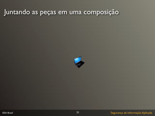 Juntando as peças em uma composição




ISSA Brasil            21        Segurança da Informação Aplicada
 