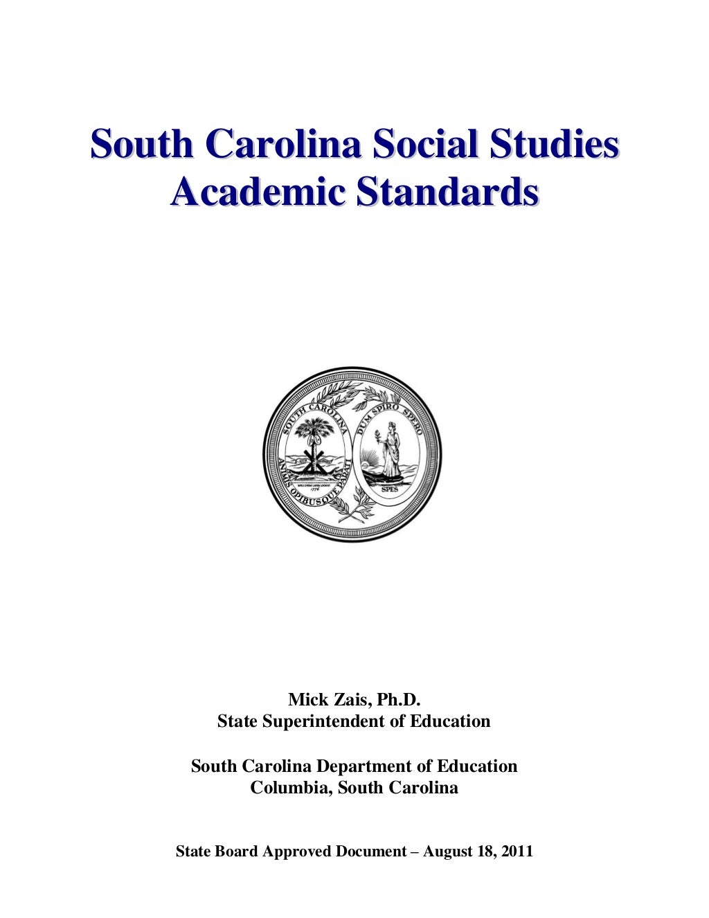 SC Social Studies Academic Standards