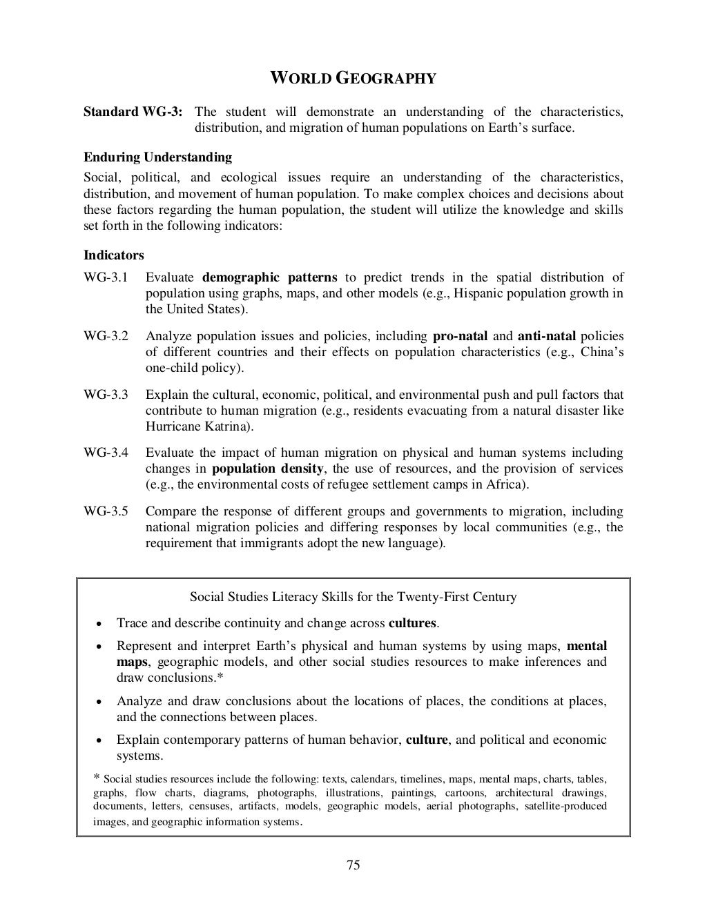 SC Social Studies Academic Standards
