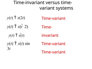 Signals and communication systems : Systems and Convolution basics | PPTX