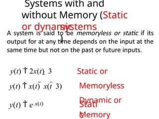 Signals and communication systems : Systems and Convolution basics | PPTX
