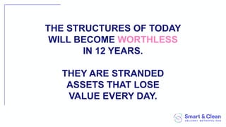 THE STRUCTURES OF TODAY
WILL BECOME WORTHLESS
IN 12 YEARS.
THEY ARE STRANDED
ASSETS THAT LOSE
VALUE EVERY DAY.
a
 