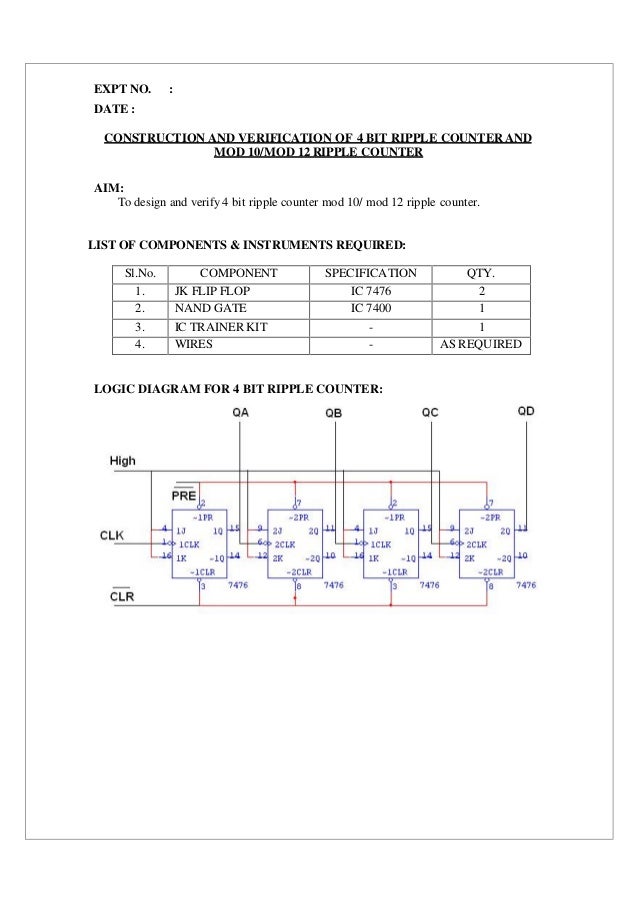 Logic Diagram Of 4 Bit Ripple Counter