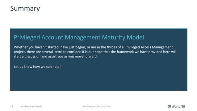 Tech Talk: Privileged Account Management Maturity Model | PDF