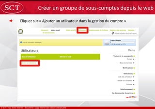  Cliquez sur « Ajouter un utilisateur dans la gestion du compte »
Créer un groupe de sous-comptes depuis le web
Votre mail
 