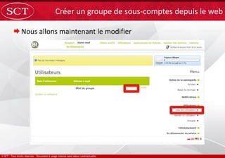 Nous allons maintenant le modifier
Créer un groupe de sous-comptes depuis le web
Mail du groupe
Votre mail
 