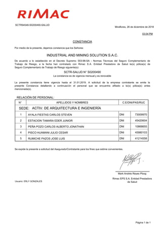 Sctr salud enero-2019 | PDF