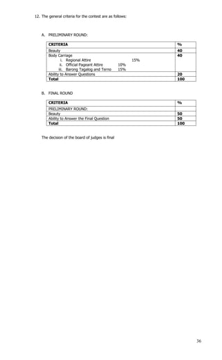 Tagalog Questions For Pageant Scuaa guidelines manual of operation (as of august 11, 2015) | PDF