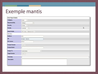 Développement d'un noyau
Tâches du projet
L'usine propose un ensemble de taches pour,
par exemple :
● La compilation.
● Le lancement des tests.
● Le packaging.
● Le déploiement.
● L'initialisation de la base de données.
 