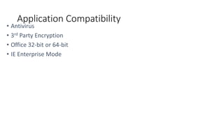 •
•
•
•
Application Compatibility
 