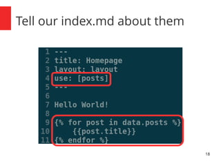 18 
Tell our index.md about them 
 