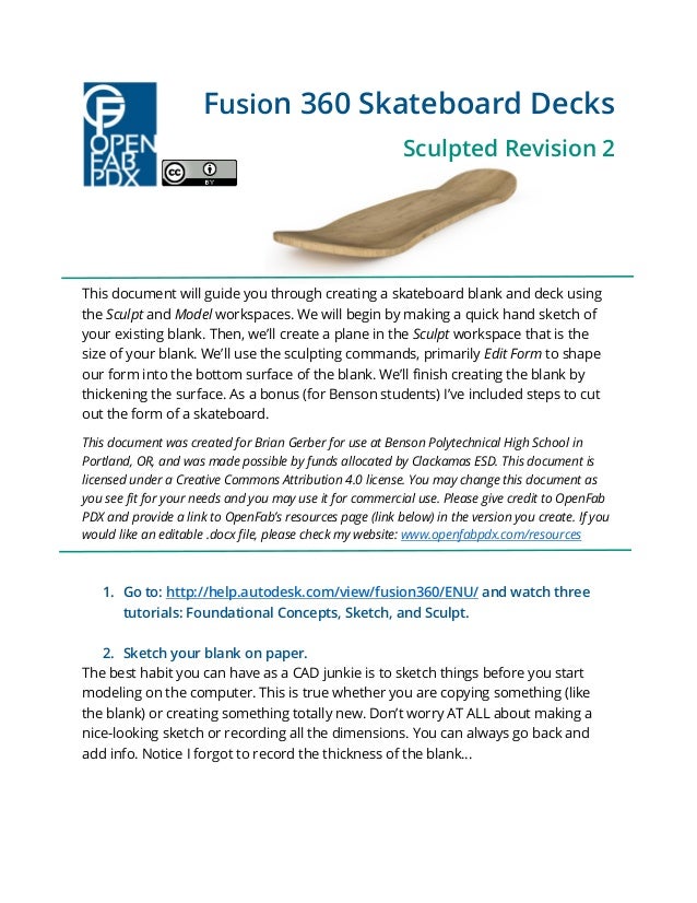 Sculpted skateboard fusion 360 rev2