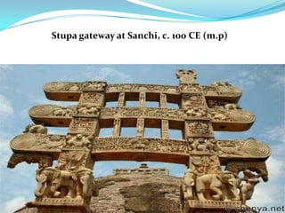 Stupa gateway at Sanchi, c. 100 CE (m.p)
 
