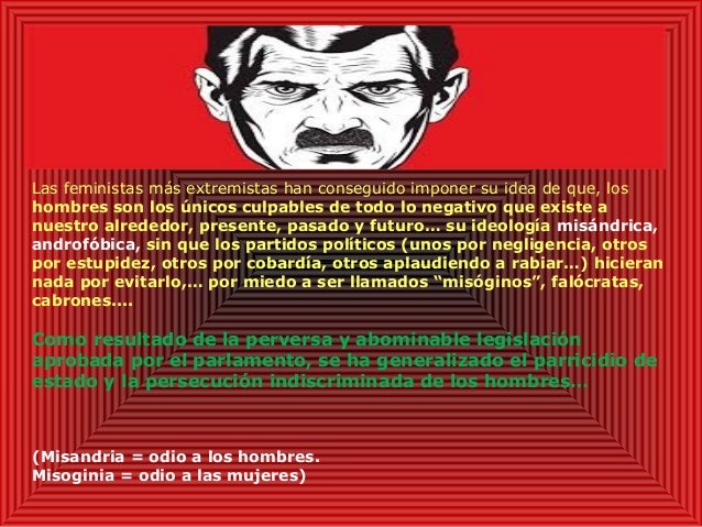 Las feministas más extremistas han conseguido imponer su idea de que, los
hombres son los únicos culpables de todo lo nega...
