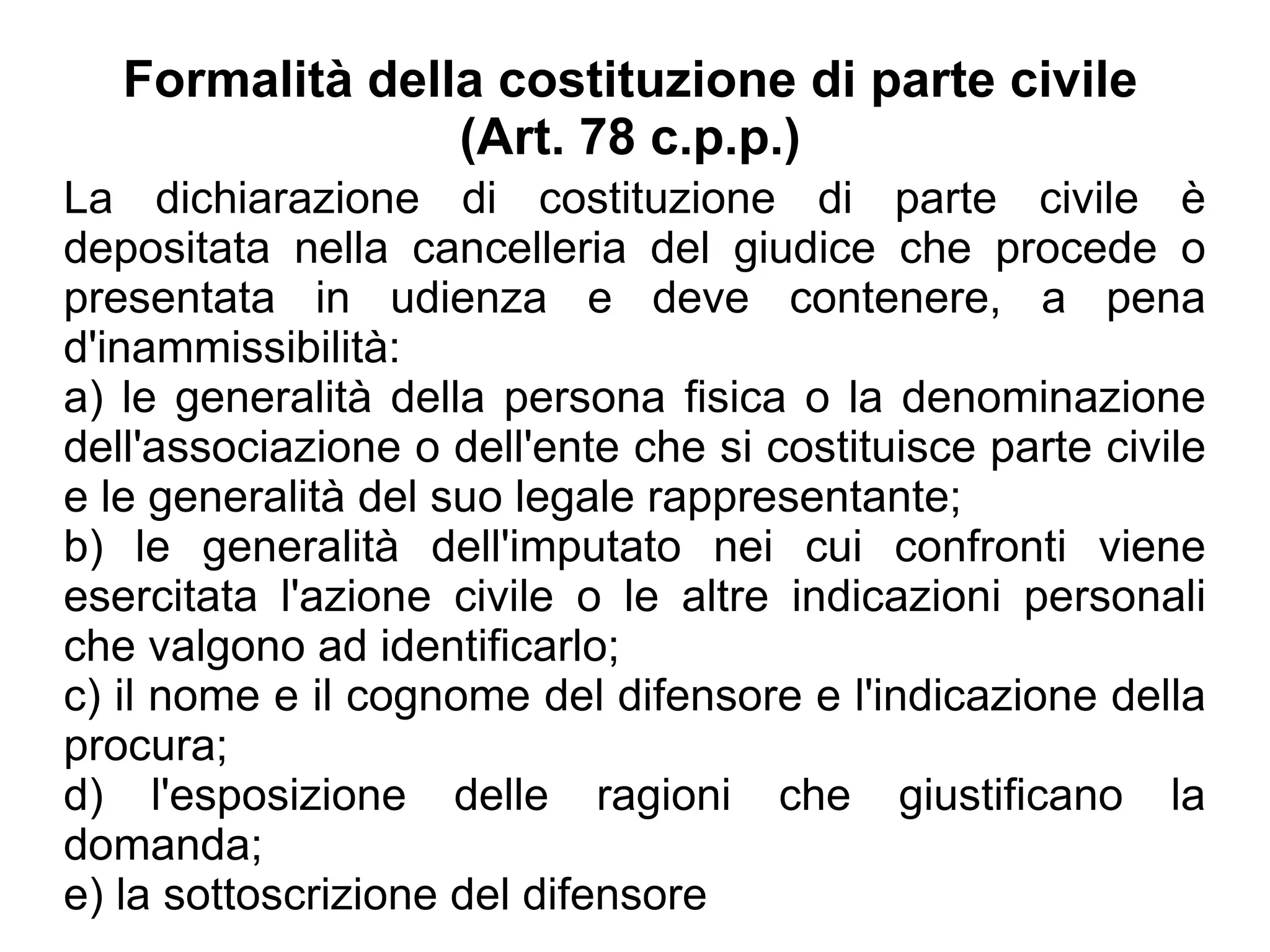 atto di costituzione di parte civile