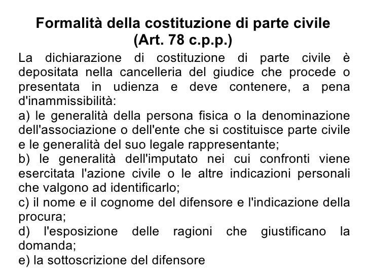 Costituzione Nuovo Difensore Termine Ultimo Scuola forense 2012 costituzione di parte civile