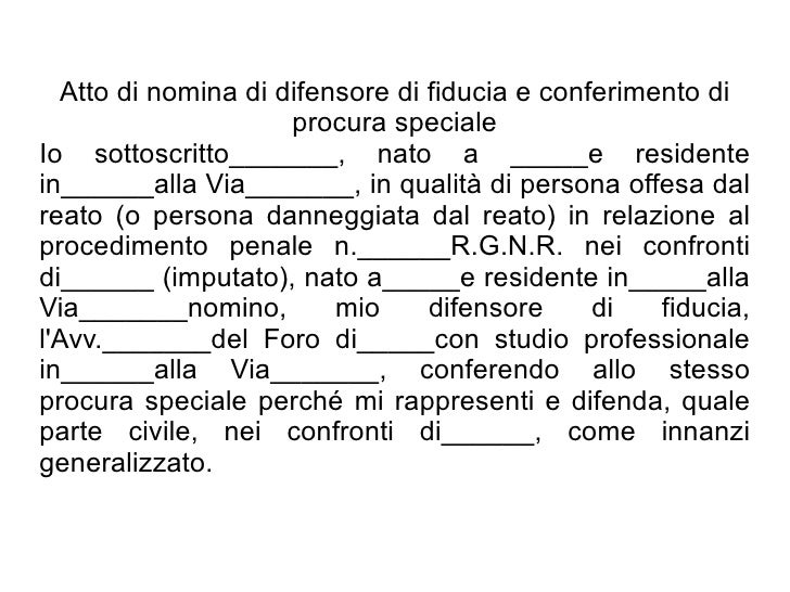 Costituzione Nuovo Difensore Termine Ultimo Scuola forense 2012 costituzione di parte civile