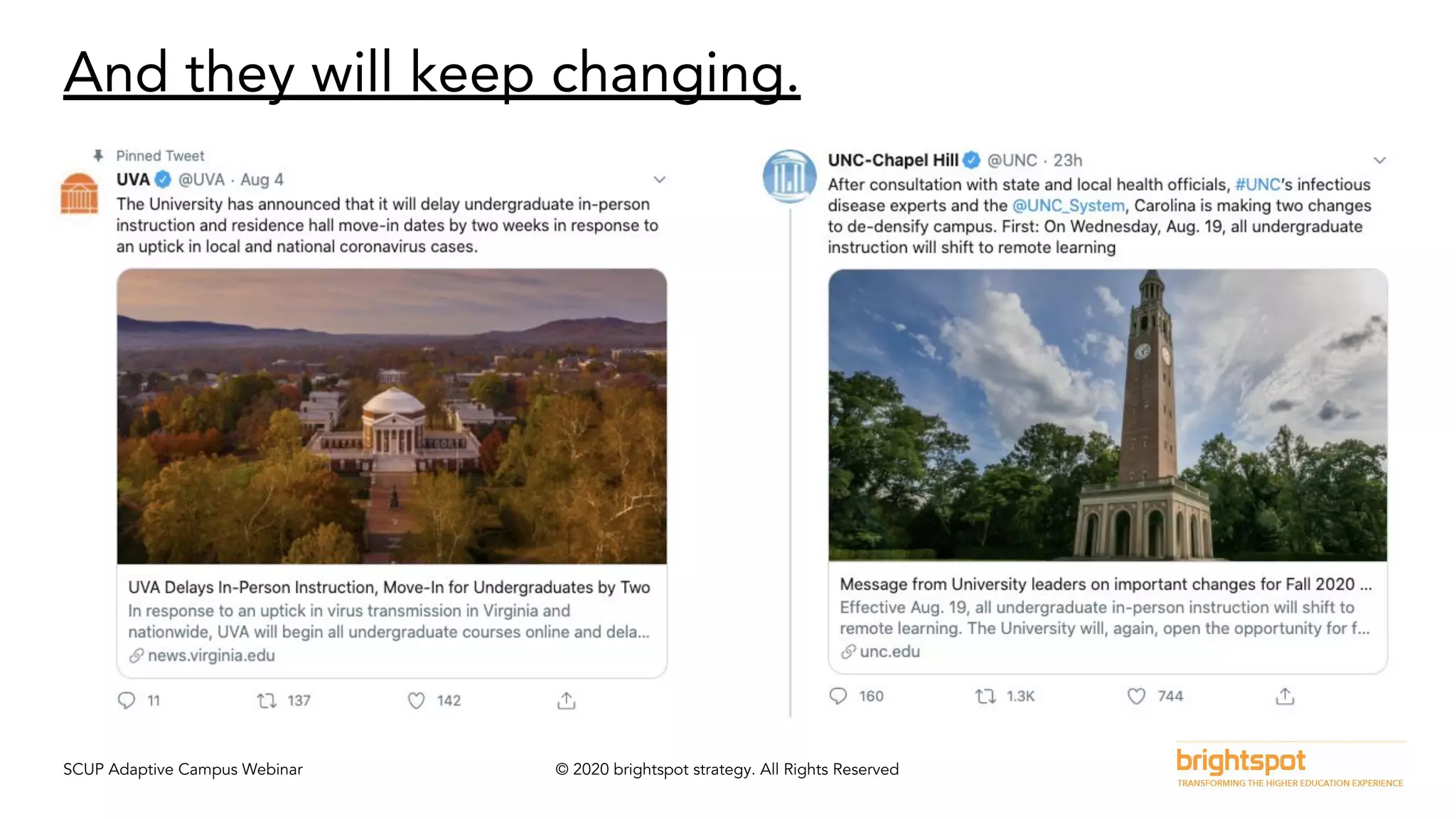 SCUP Adaptive Campus Webinar © 2020 brightspot strategy. All Rights Reserved
And they will keep changing.
 