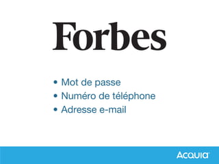 • Mot de passe
• Numéro de téléphone
• Adresse e-mail
 
