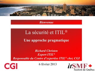 Sécurité et ITIL: une approche pragmatique