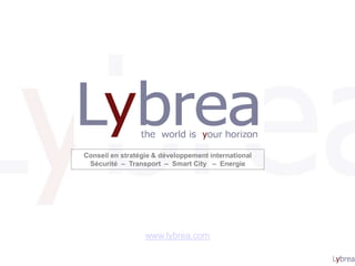 www.lybrea.com
Conseil en stratégie & développement international
Sécurité – Transport – Smart City – Energie
 