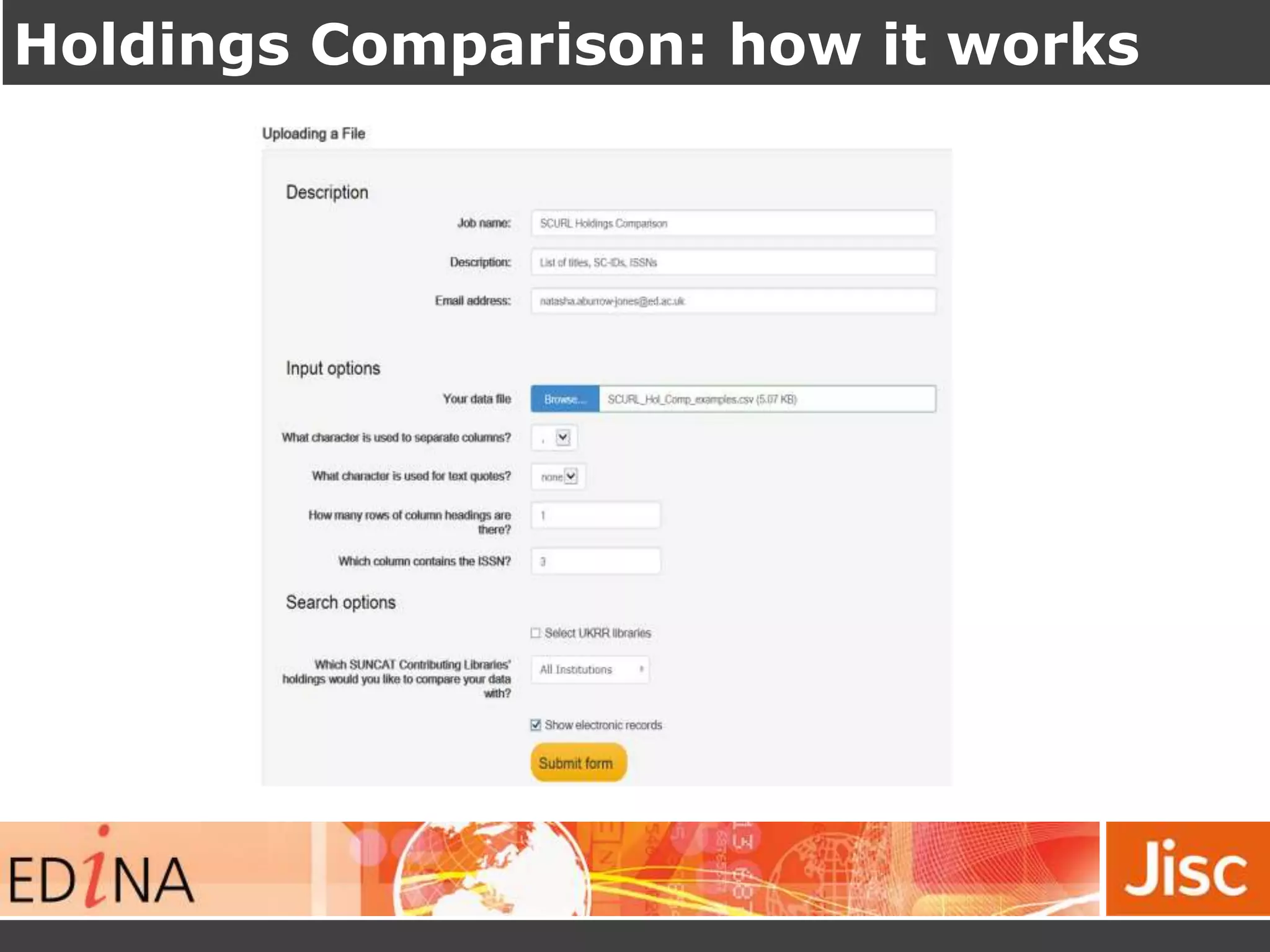 Holdings Comparison: how it works
 