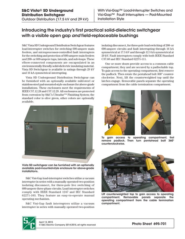 S&C Vista SD Underground Distribution Switchgear Outdoor Distribution