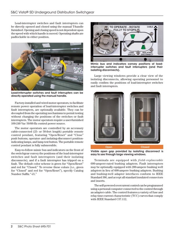 S&C Vista SD Underground Distribution Switchgear Outdoor Distribution