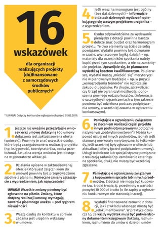 1.
Jeszcze raz uważnie przeczytajcie wnio-
sek oraz umowę dotacyjną (do umowy
dołączona jest zaktualizowana oferta
(wniose...