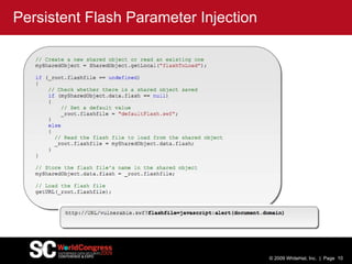 © 2009 WhiteHat, Inc.  |  Page Persistent Flash Parameter Injection 
