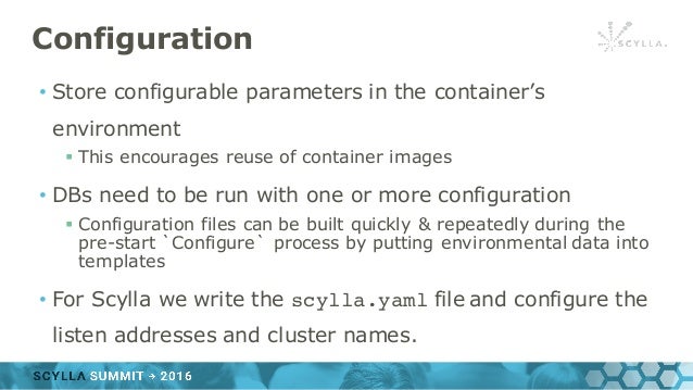 scylla summit 2016 compose on containing the database a database template contains pre built