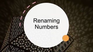 Renaming
Numbers
 