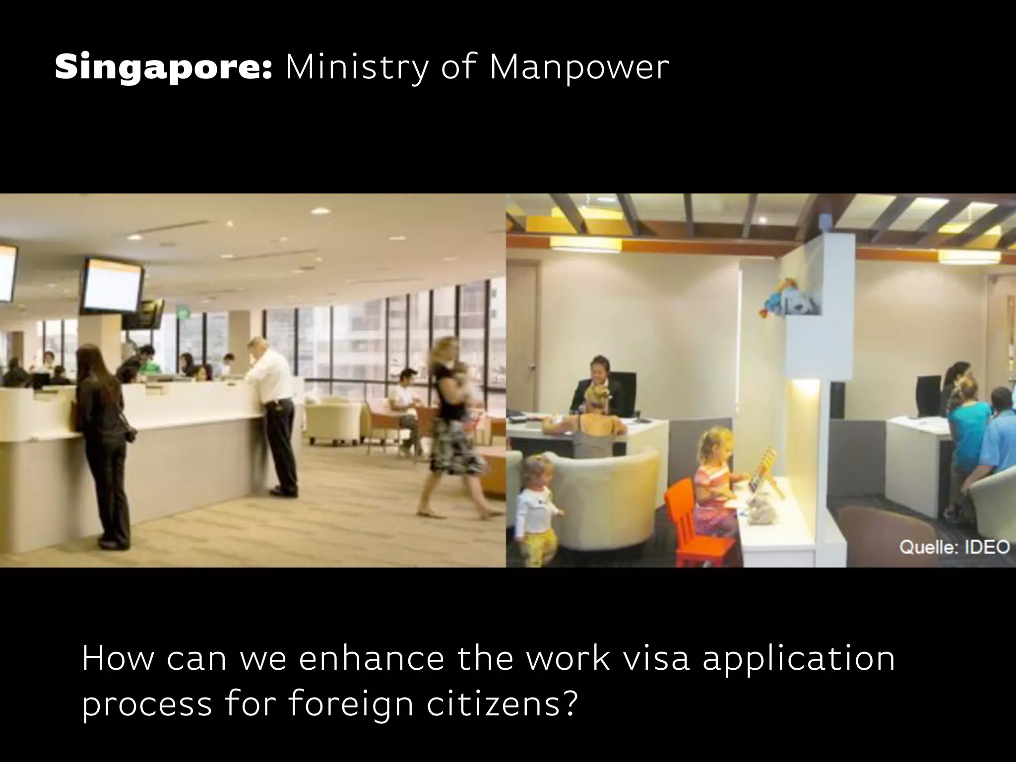 Singapore: Ministry of Manpower
How can we enhance the work visa application
process for foreign citizens?
 