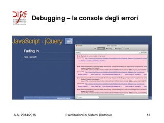 Debugging – la console degli errori
A.A. 2014/2015 Esercitazioni di Sistemi Distribuiti 13
 