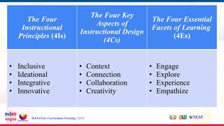 Comprehensive Training on the K to 10 MATATAG Instructional Design ...