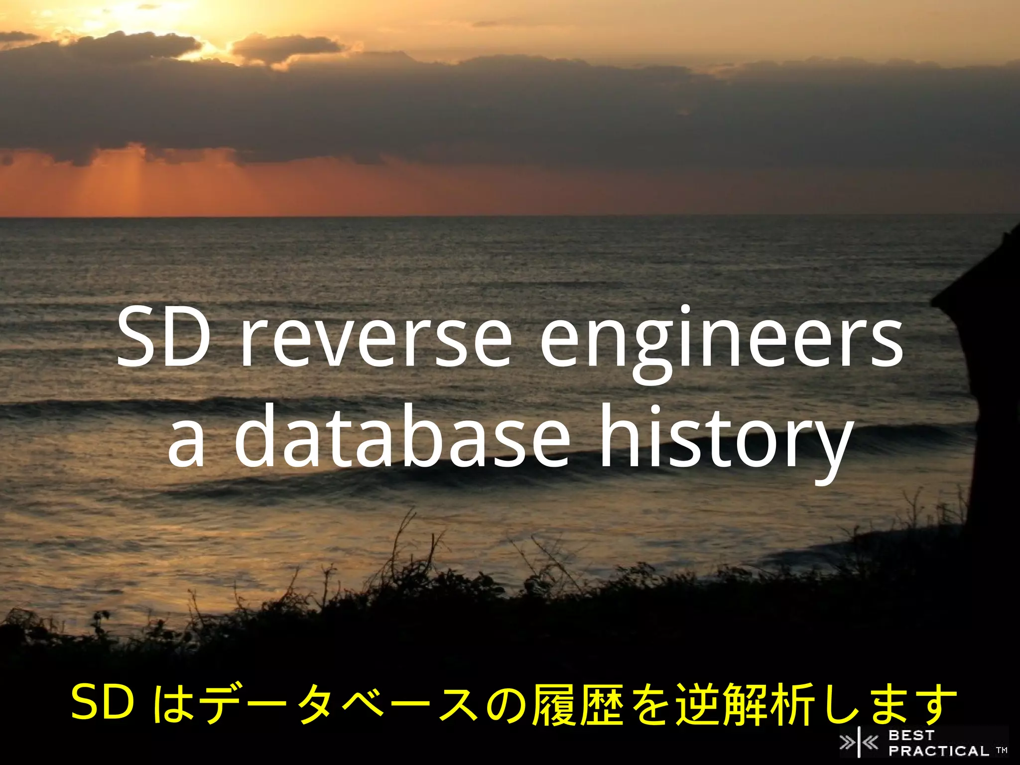 SD reverse engineers
  a database history


SD はデータベースの履歴を逆解析します
 