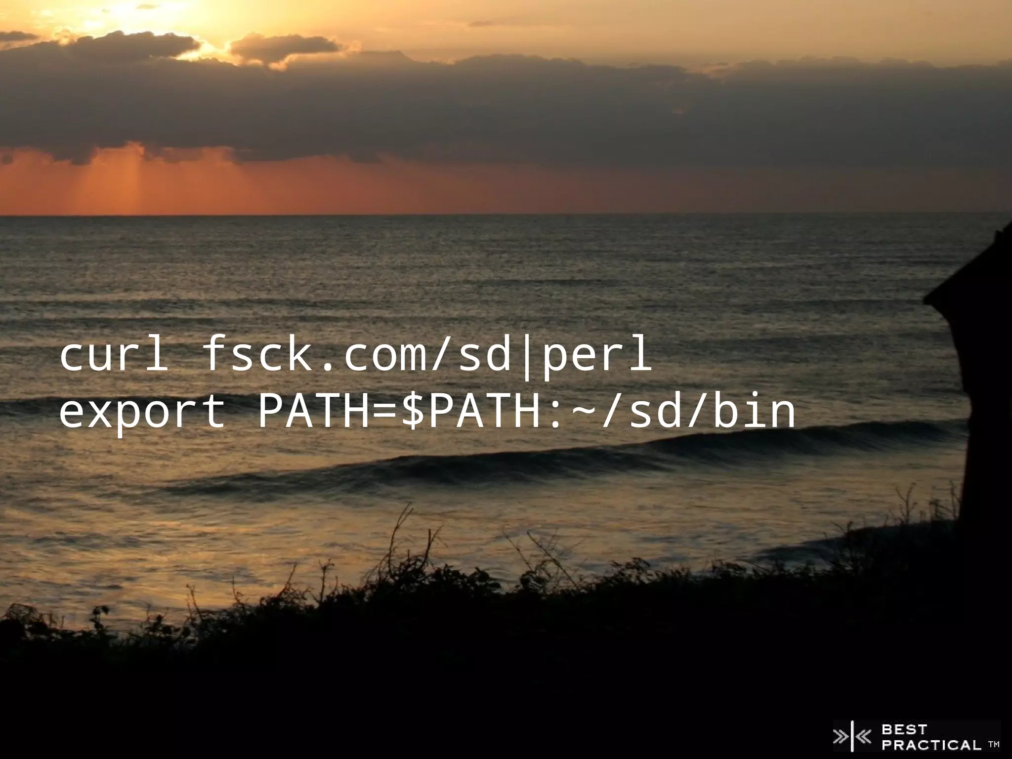 curl fsck.com/sd|perl
export PATH=$PATH:~/sd/bin
 