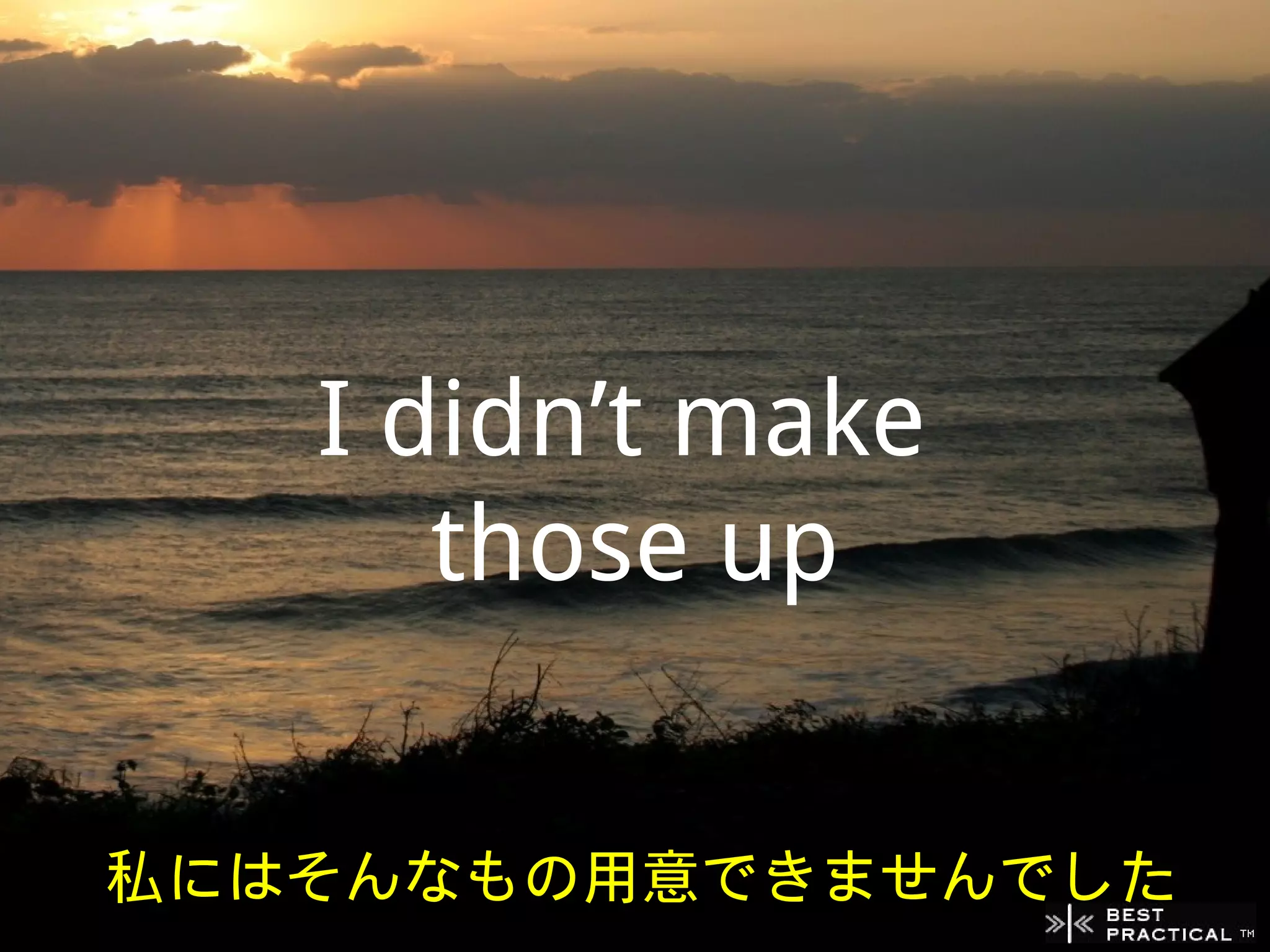 I didn’t make
      those up


私にはそんなもの用意できませんでした
 