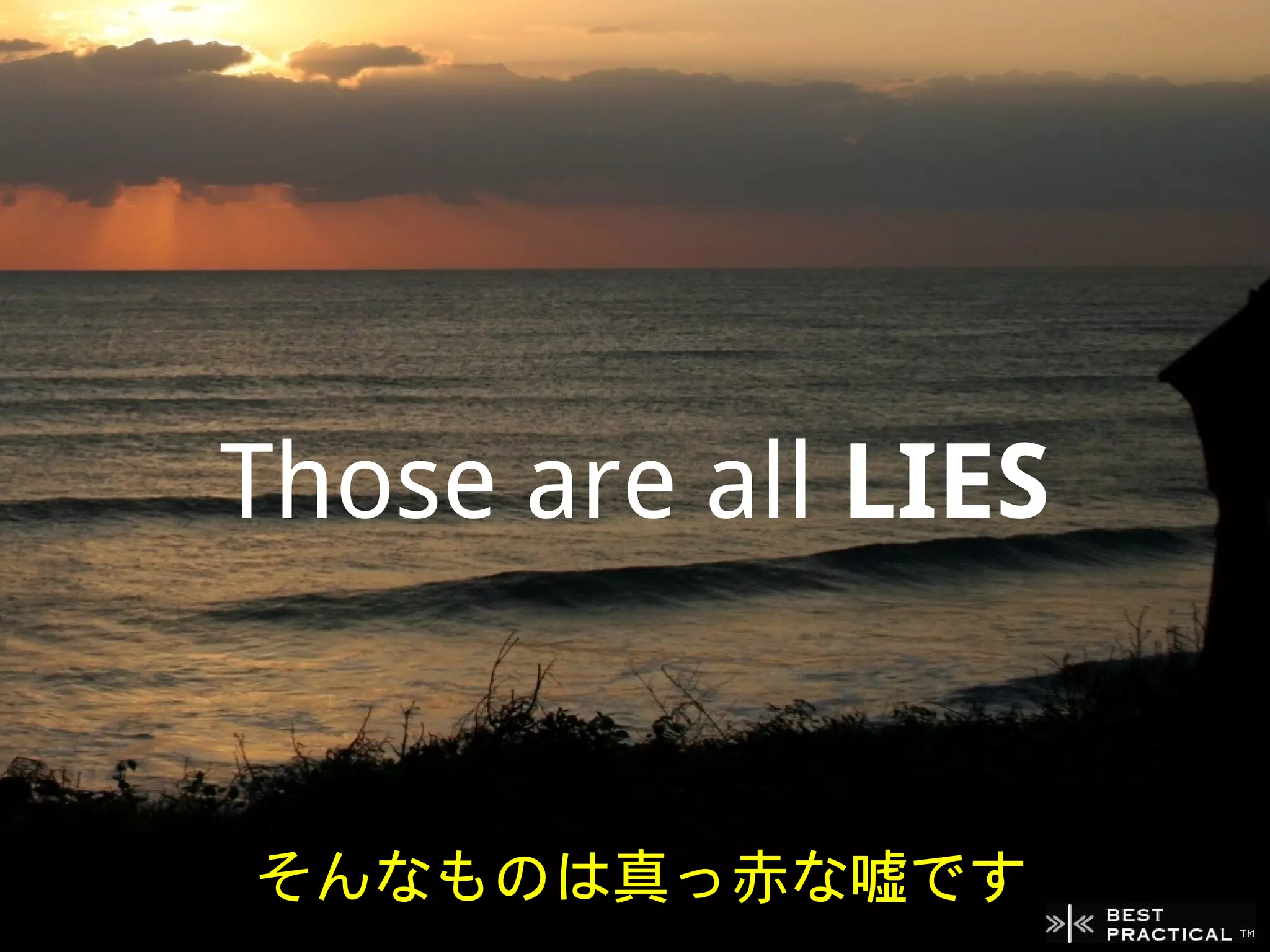 Those are all LIES


そんなものは真っ赤な嘘です
 