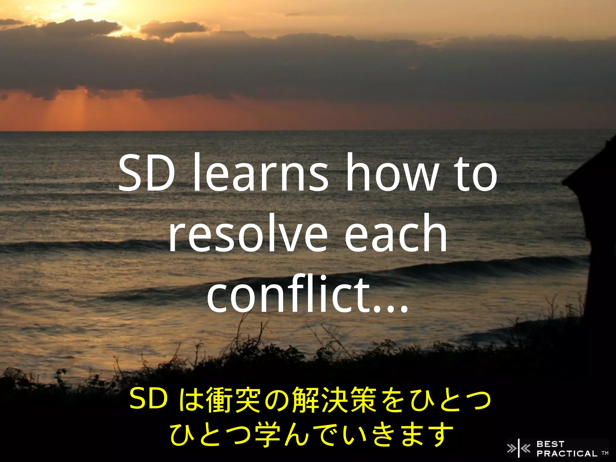 SD learns how to
  resolve each
    conflict...
SD は衝突の解決策をひとつ
  ひとつ学んでいきます
 
