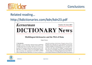16/06/2015 36Jorge Gracia
Conclusions
Related reading… 
http://kdictionaries.com/kdn/kdn23.pdf
 