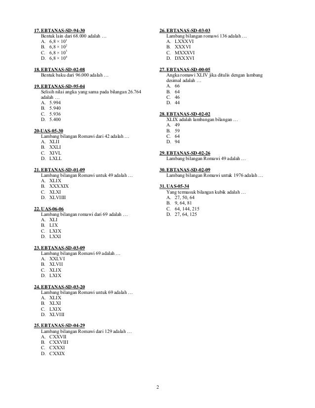 Kumpulan Soal Matematika Sd