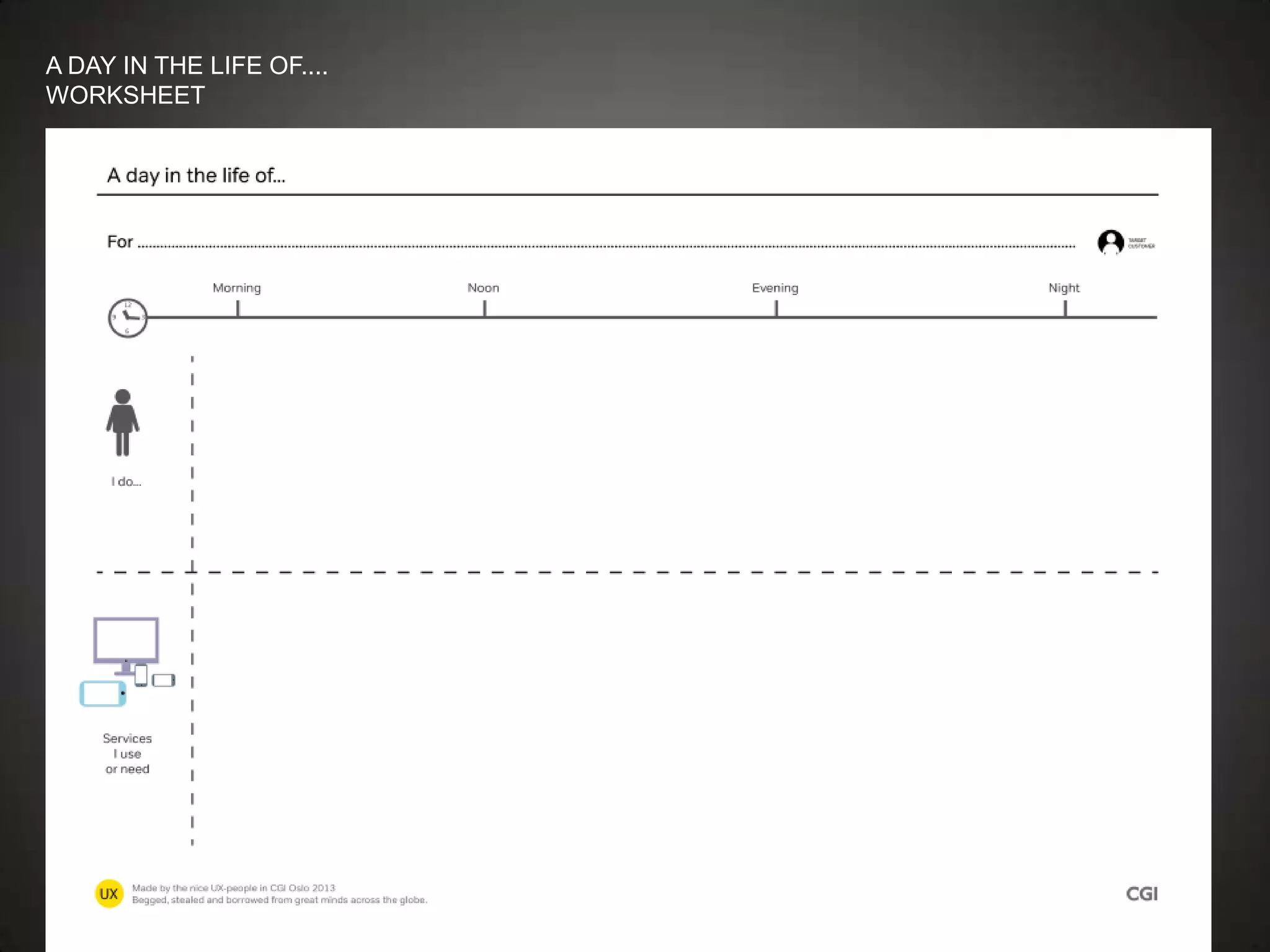 A DAY IN THE LIFE OF....
WORKSHEET
 